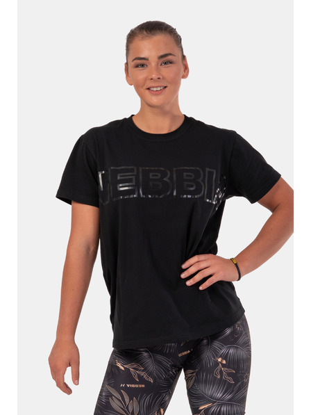 Nebbia Tričko s neviditeľným logom NEBBIA 602 Black Nebbia