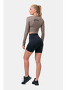 Nebbia Športový crop top HERO s dlhými rukávmi 585 Mocha Nebbia