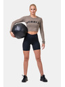 Nebbia Športový crop top HERO s dlhými rukávmi 585 Mocha Nebbia