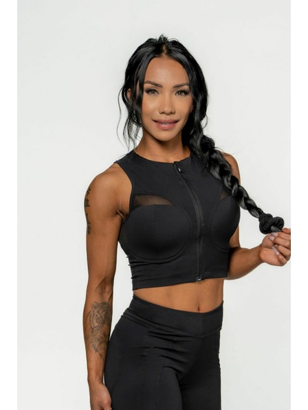 Nebbia NEBBIA Dámsky crop top s vysokou podporou INTENSE Mesh 842 Gold Nebbia