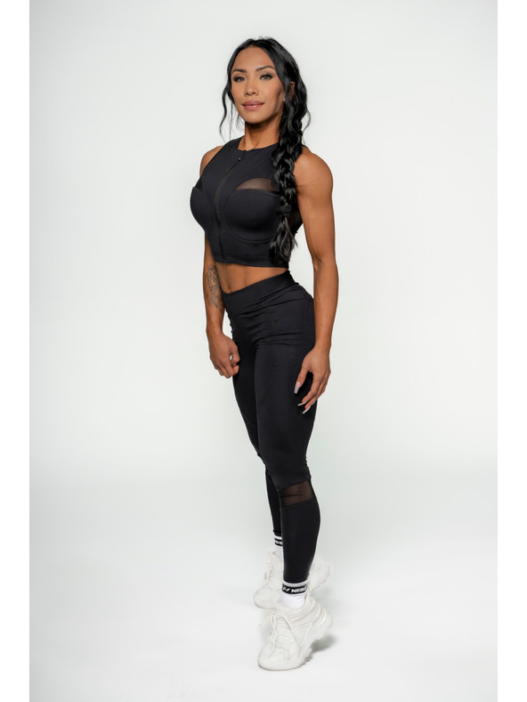 Nebbia NEBBIA Dámsky crop top s vysokou podporou INTENSE Mesh 842 Gold Nebbia