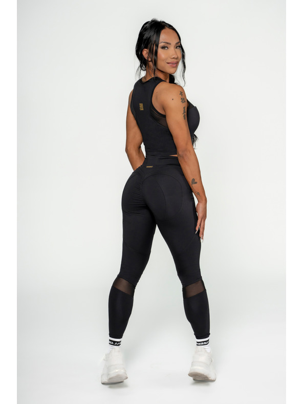 Nebbia NEBBIA Dámsky crop top s vysokou podporou INTENSE Mesh 842 Gold Nebbia