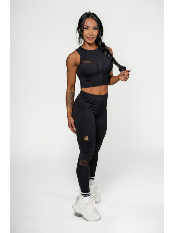 Nebbia NEBBIA Dámsky crop top s vysokou podporou INTENSE Mesh 842 Gold Nebbia
