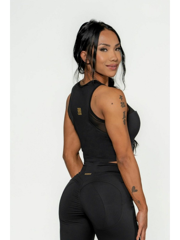 Nebbia NEBBIA Dámsky crop top s vysokou podporou INTENSE Mesh 842 Gold Nebbia