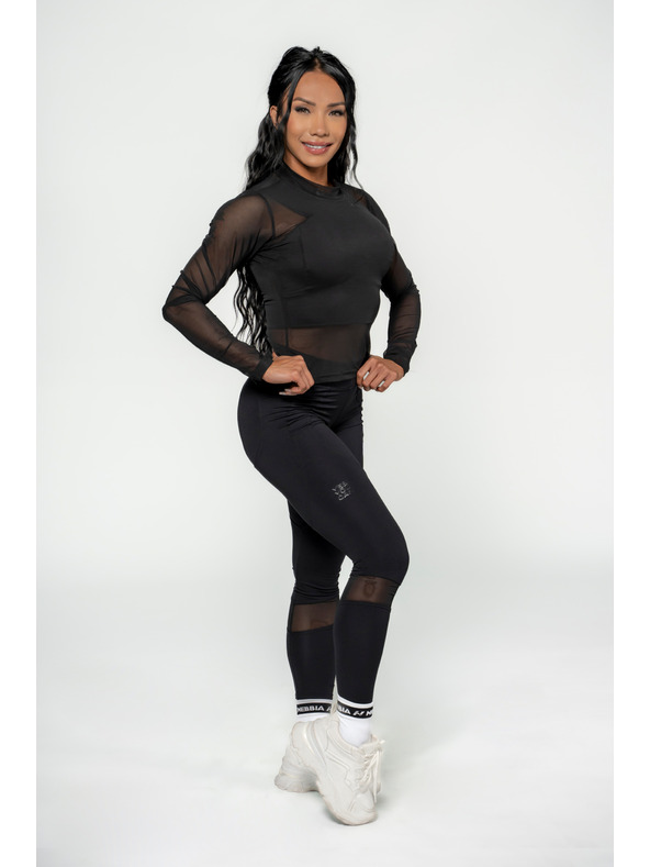 Nebbia NEBBIA Dámsky top s dlhým rukávom INTENSE Sheer 847 Gold Nebbia