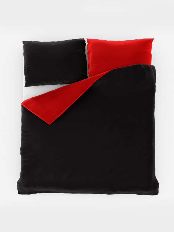 Kvalitex Saténová francúzska posteľná bielizeň LUXURY COLLECTION 1+2, 240x200, 70x90cm červená / čierna Kvalitex