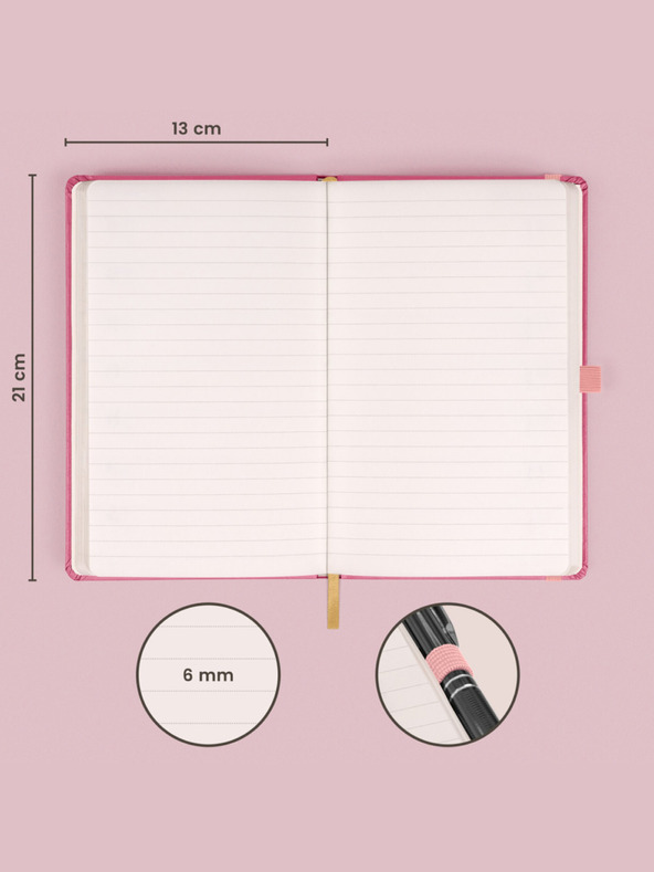 NOTIQUE NOTIQUE Notes Ružový, linajkovaný, 13 x 21 cm