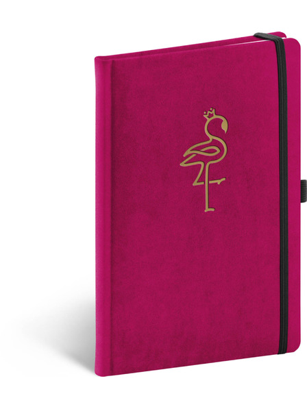 NOTIQUE NOTIQUE Notes Velvet Flamingo, linajkované, 13 x 21 cm BAAGL