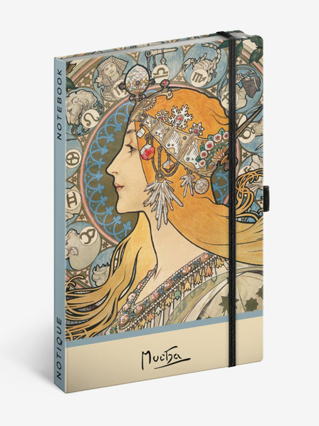 NOTIQUE NOTIQUE Poznámky Alfons Mucha - Zodiak, bodkované, 13 x 21 cm