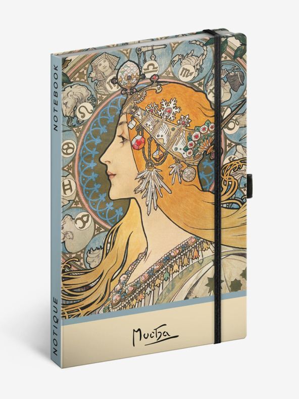 NOTIQUE NOTIQUE Poznámky Alfons Mucha - Zodiak, bodkované, 13 x 21 cm