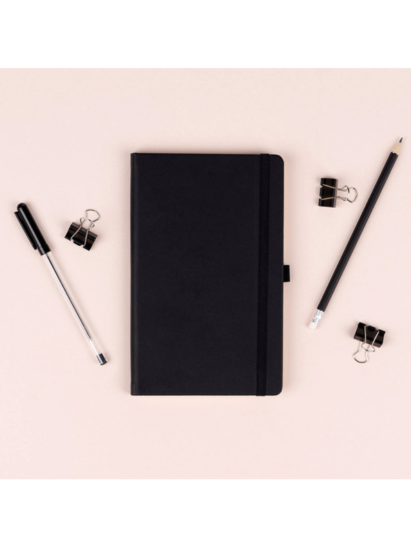 NOTIQUE Poznámky NOTIQUE čierne, linajkované, 13 x 21 cm