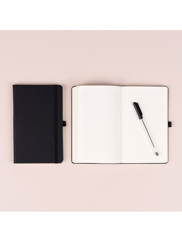 NOTIQUE Poznámky NOTIQUE čierne, linajkované, 13 x 21 cm