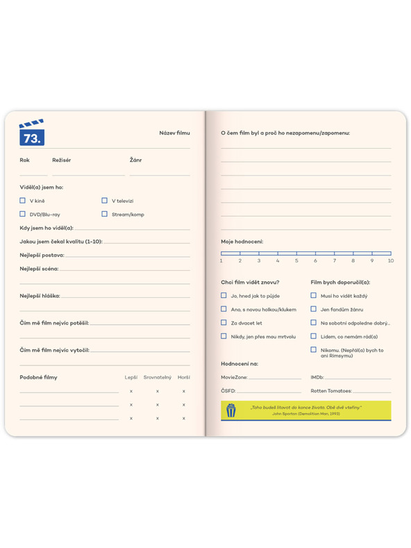 NOTIQUE NOTIQUE Notes Zápisník Filmový požierač, 13 x 21 cm