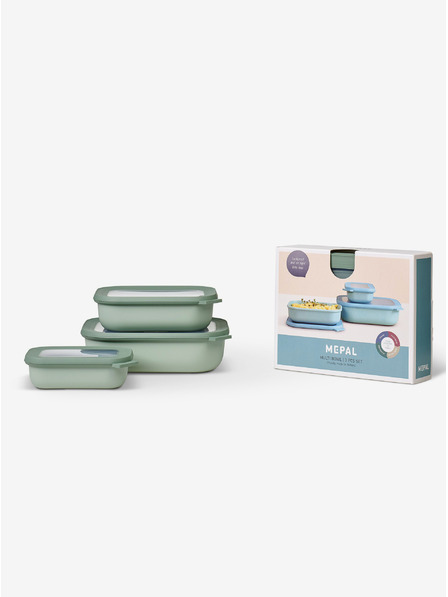 Mepal Sada troch misiek vo svetlo zelenej farbe Mepal Cirqula Rectangular 500 +1000 +2000 ml