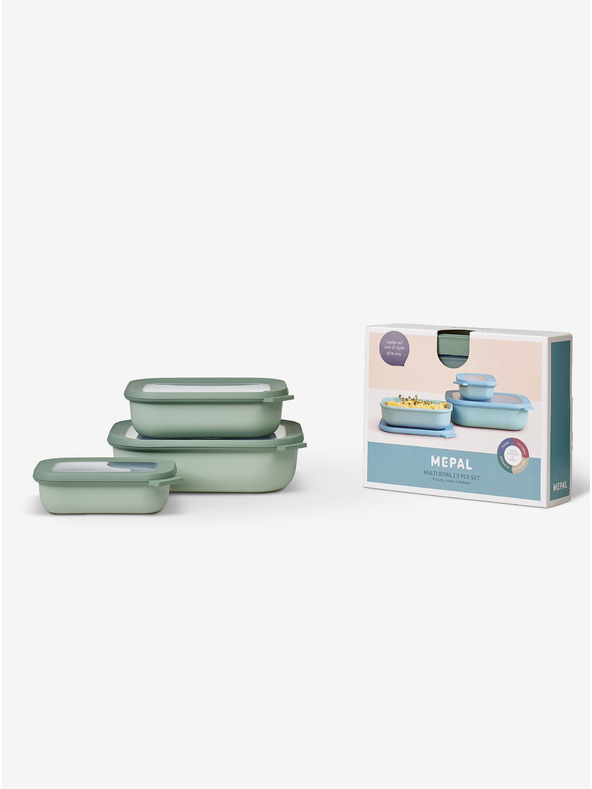 Mepal Sada troch misiek vo svetlo zelenej farbe Mepal Cirqula Rectangular 500 +1000 +2000 ml