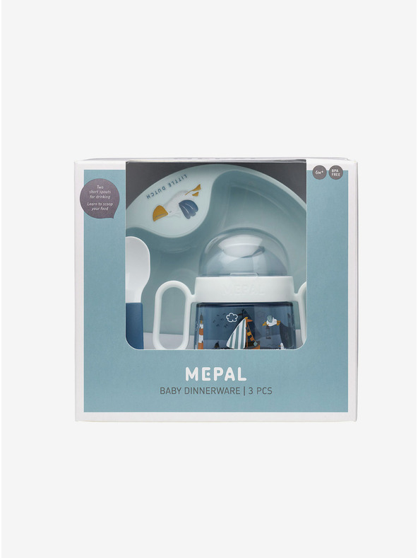Mepal Detská jedálenská súprava troch kusov v modrej farbe Mepal Mio
