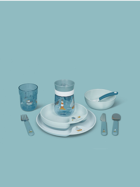 Mepal Detská jedálenská súprava troch kusov v modrej farbe Mepal Mio