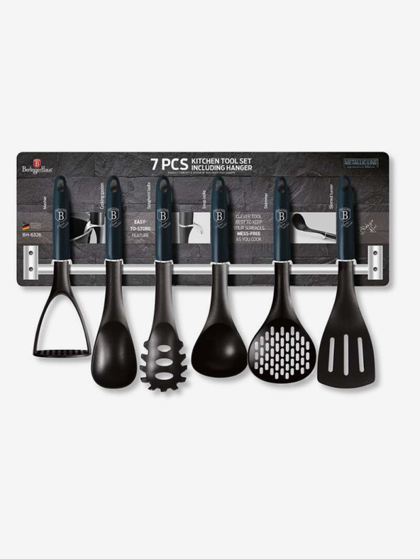 Berlingerhaus Kuchynský riad s držiakom na stenu 7 ks Aquamarine Metallic Line BERLINGERHAUS