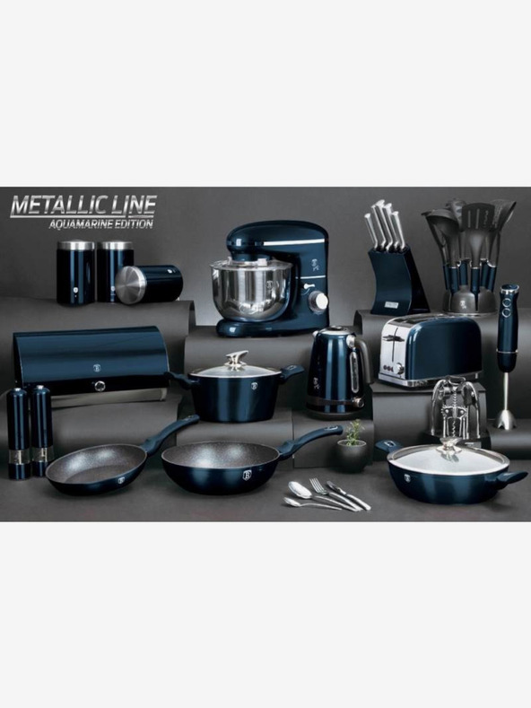 Berlingerhaus Kuchynský riad s držiakom na stenu 7 ks Aquamarine Metallic Line BERLINGERHAUS