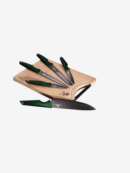 Berlingerhaus Sada piatich nožov + doska na krájanie BERLINGERHAUS Emerald Collection
