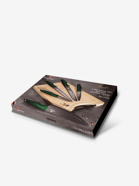 Berlingerhaus Sada piatich nožov + doska na krájanie BERLINGERHAUS Emerald Collection