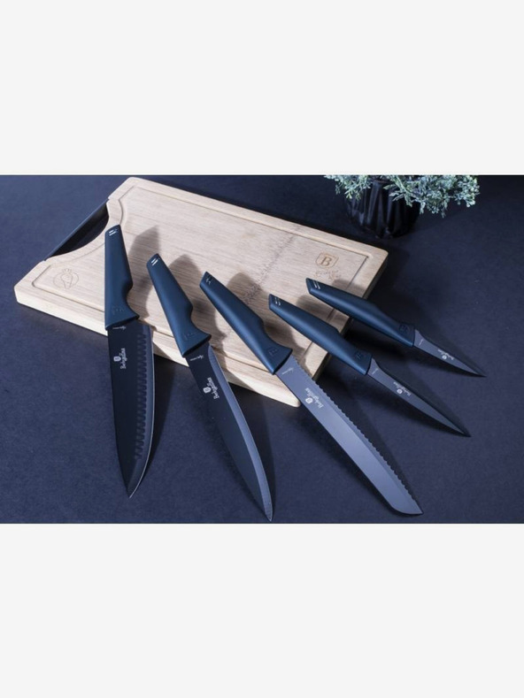 Berlingerhaus Sada piatich nožov + doska na krájanie BERLINGERHAUS Aquamarine Metallic Line