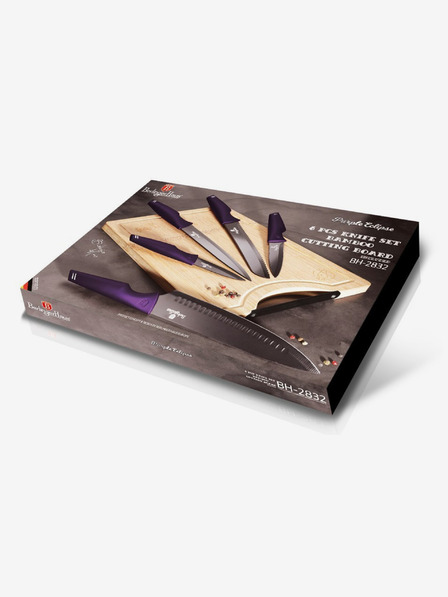 Berlingerhaus Sada nožov s nepriľnavým povrchom + doska BERLINGERHAUS Purple Eclipse Collection (6 ks)