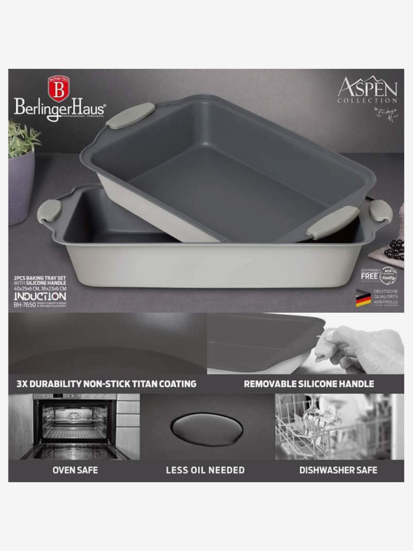 Berlingerhaus Plech na pečenie s titánovým nepriľnavým povrchom sada 2 ks Aspen Collection BERLINGERHAUS