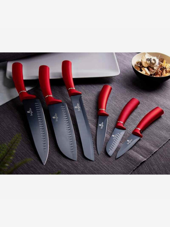 Berlingerhaus BERLINGERHAUS Burgundy Metallic Line sada šiestich nožov s nepriľnavým povrchom