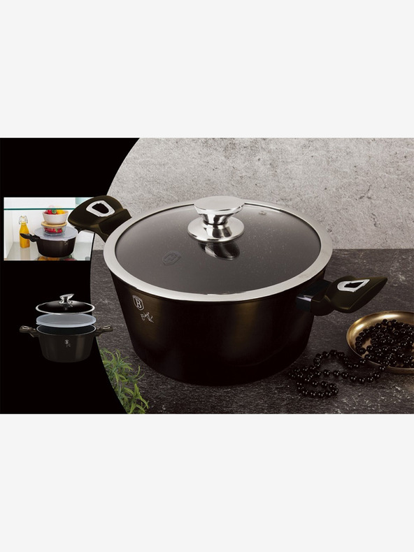 Berlingerhaus Kastról s mramorovým povrchom 20 cm Shiny Black Collection 2 pokrievky BERLINGERHAUS