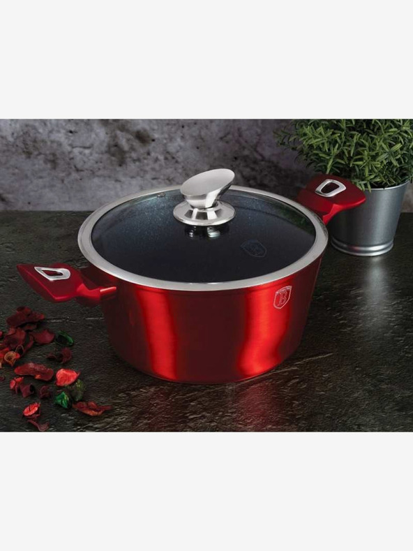 Berlingerhaus Kastról s mramorovým povrchom a pokrievkou 24 cm Burgundy Metallic Line BERLINGERHAUS