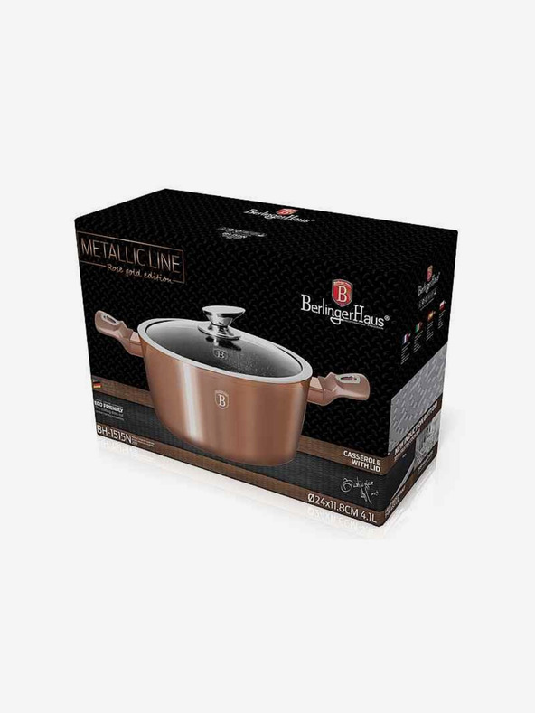 Berlingerhaus Kastról s mramorovým povrchom a pokrievkou 24 cm Rosegold Metallic Line BERLINGERHAUS