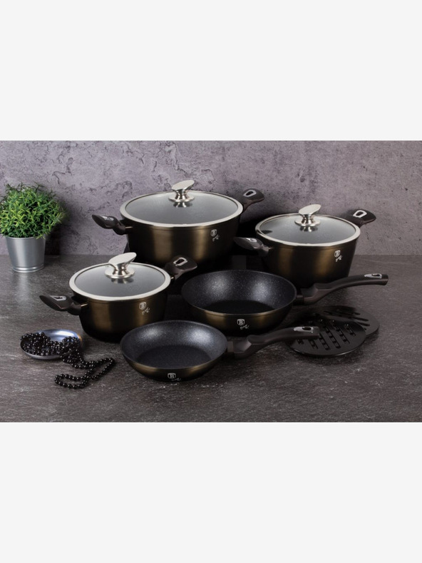 Berlingerhaus Kastról s mramorovým povrchom 28 cm Shiny Black Collection 2 pokrievky BERLINGERHAUS