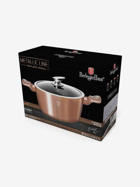 Berlingerhaus Kastról s mramorovým povrchom a pokrievkou 28 cm Rosegold Metallic Line BERLINGERHAUS