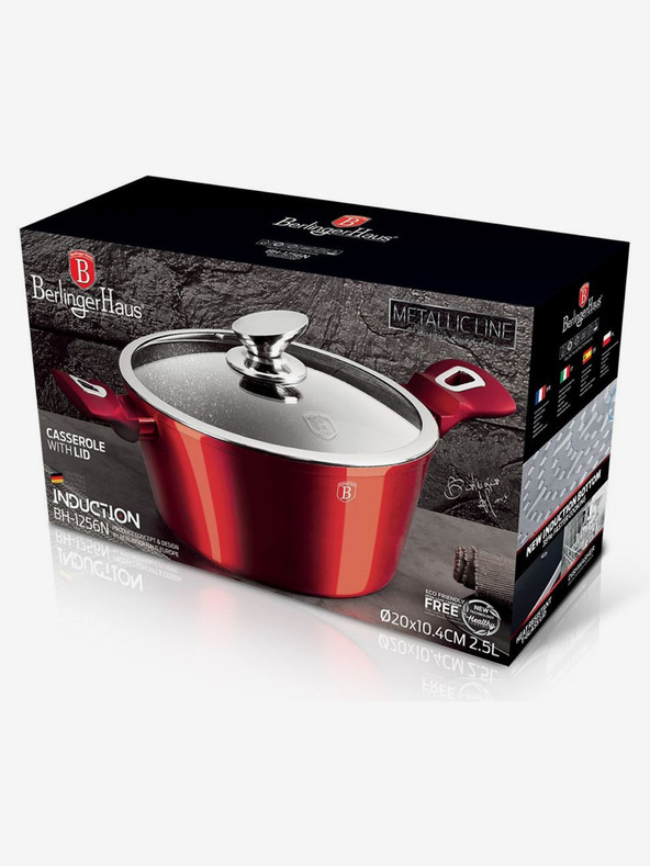 Berlingerhaus Kastról s mramorovým povrchom a pokrievkou BERLINGERHAUS Burgundy Metallic Line (20 cm)