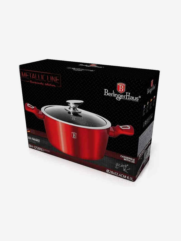 Berlingerhaus Kastról s mramorovým povrchom a pokrievkou 28 cm Burgundy Metallic Line BERLINGERHAUS