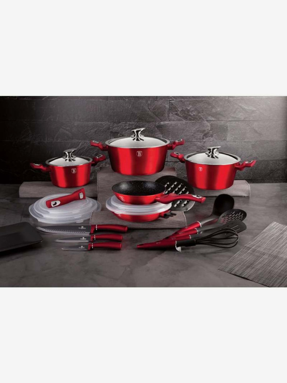 Berlingerhaus Súprava riadu s mramorovým povrchom 22 ks Burgundy Metallic Line BERLINGERHAUS