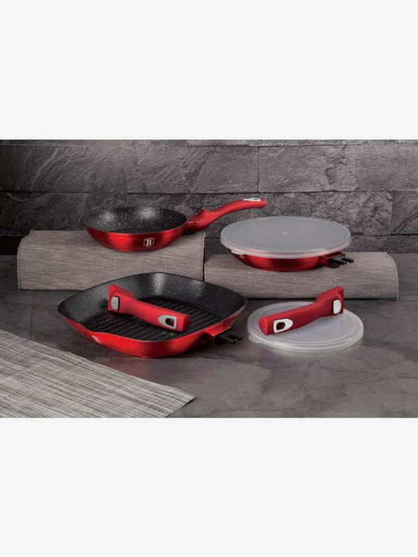 Berlingerhaus Panvica s odnímateľnou rukoväťou sada 5 ks Burgundy Metallic Line gril BERLINGERHAUS