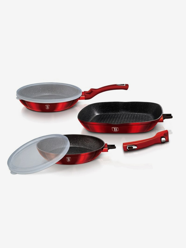 Berlingerhaus Panvica s odnímateľnou rukoväťou sada 5 ks Burgundy Metallic Line gril BERLINGERHAUS