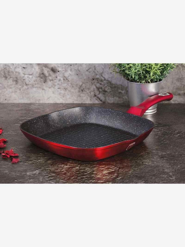 Berlingerhaus Panvica s mramorovým povrchom sada 3 ks Burgundy Metallic Line BERLINGERHAUS