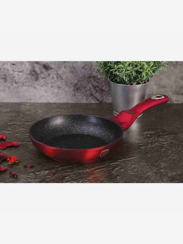 Berlingerhaus Panvica s mramorovým povrchom sada 3 ks Burgundy Metallic Line BERLINGERHAUS