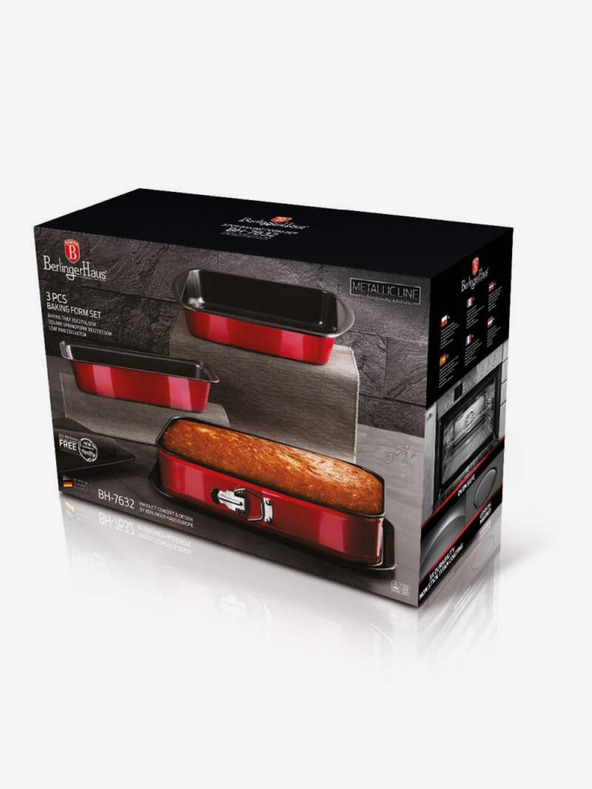 Berlingerhaus Sada plechov na pečenie s titánovým nepriľnavým povrchom 3 ks Metallic Line Burgundy Edition BERLINGERHAUS