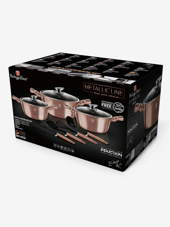 Berlingerhaus Sada 10 hrncov s mramorovým povrchom Rosegold Metallic Line BERLINGERHAUS