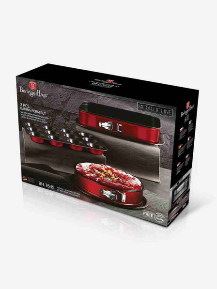 Berlingerhaus Sada plechov na pečenie s titánovým nepriľnavým povrchom 3 ks Metallic Line Burgundy Edition BERLINGERHAUS