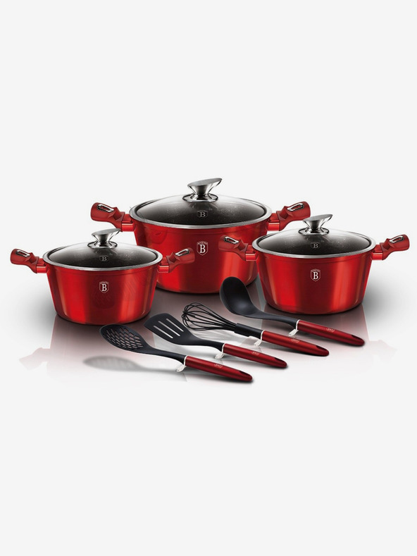 Berlingerhaus Súprava riadu s mramorovým povrchom 10 ks Burgundy Metallic Line BERLINGERHAUS