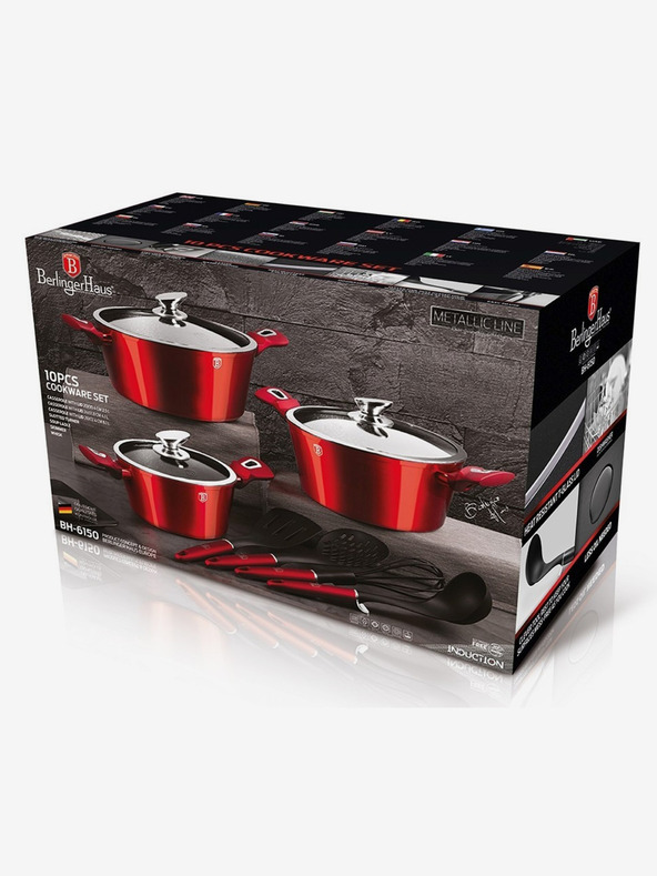 Berlingerhaus Súprava riadu s mramorovým povrchom 10 ks Burgundy Metallic Line BERLINGERHAUS