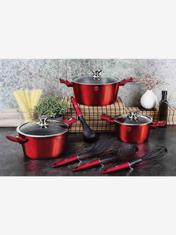 Berlingerhaus Súprava riadu s mramorovým povrchom 10 ks Burgundy Metallic Line BERLINGERHAUS