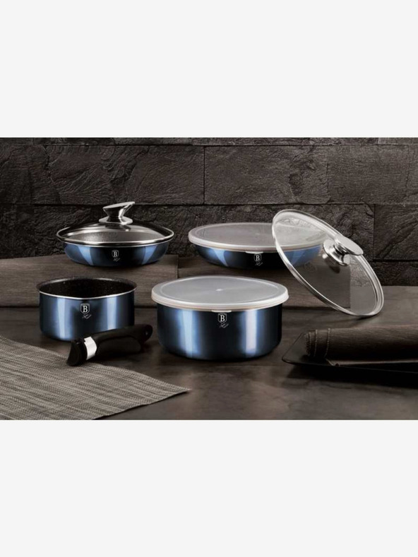 Berlingerhaus Súprava riadu s odnímateľnou rukoväťou 9 ks Aquamarine Metallic Line BERLINGERHAUS