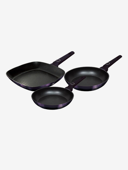 Berlingerhaus Panvica s titánovým povrchom sada 3 ks Purple Eclipse Collection gril BERLINGERHAUS