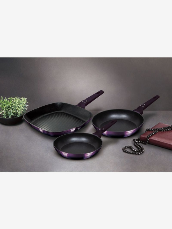 Berlingerhaus Panvica s titánovým povrchom sada 3 ks Purple Eclipse Collection gril BERLINGERHAUS